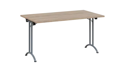 SLA 140 lak skládací jednací stůl 1394x800, deska 25 mm, podnož stříbrný lak, deska dub bardolino